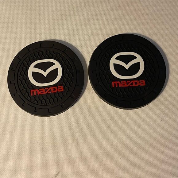 Mazda Car Cup Holder Coasters with Mazda logo set of 2 NWT - Picture 2 of 7
